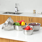 304 Stainless Steel Microporous Colander, 5QT Large Capacity with Mixing Bowl For washing vegetables, fruit and rice and for draining cooked pasta(2PC)
