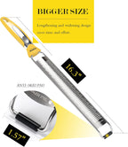 Ourokhome Kitchen Lemon Zester, Stainless Steel Hand Held Parmesan Cheese Grater for Ginger, Chocolate, Coconut, Lime, Nutmeg, Citrus, Fruit, Vegetable with Cleaning Brush, Dishwasher safe, Yellow