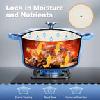 P&P CHEF 5QT Enameled Dutch Oven, Cast Iron Dutch Oven Pot with Lid for Bread Baking, Enameled Casserole Pot for Roasting Braising Stewing Frying Simmering, Various Stoves & Easy Clean, Blue