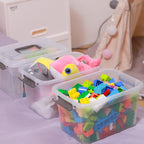 Citylife 4 Packs 8.5 QT Storage Bins with Lids Clear Plastic Bins with Grey Handle Stackable Storage Containers for Organizing