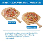 12” Bamboo Pizza Peel - Lightweight Smooth Wooden Pizza Paddle and Pizza Cutting Board with 8 Slice Grooves, Outdoor Pizza Oven Accessories, 17.3 Inch x 12.2 Inch