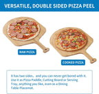 18” Bamboo Pizza Peel - Lightweight Smooth Wooden Pizza Paddle and Pizza Cutting Board with 8 Slice Grooves, Outdoor Pizza Oven Accessories, 25.6 Inch x 18 Inch