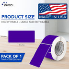 Perco Purple Labels 3x5 Inch 500 Stickers/Roll with Easy Peel Perforation and Strong Adhesion for Inventory Management, Color Coding, Moving Boxes, Retail, Organizing & Crafts – Made in USA
