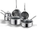 Non Stick Frying Pans Set, Hybrid Pans Set Nonstick (10 pcs),Pan for cooking, PFOA Free Kitchen set, Dishwasher and Oven-Safe Cookware Sets, Stainless Steel Skillets
