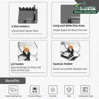 AUOON Spoon Rest for Stove Top - Silicone Utensil Rest with Drip Pad for Kitchen Counter | Practical Kitchen Gadgets for Cooking | Dishwasher Safe (Grey, Large)