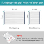 BBXTYLY Extra Large Expandable Roll Up Dish Drying Rack,Over The Sink Drying Rack Sink Cover Kitchen Sink Accessories Kitchen Rolling up Stainless Steel Drainer, Foldable,Rollable（Grey，22.8''-17''）