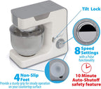 Deco Chef 5.5 QT Kitchen Stand Mixer, 550W 8-Speed Motor with Pulse Functionality, includes Dough Hook, Flat Beater, Wire Whip, Stainless Steel Mixing Bowl, and Transparent Splash Guard