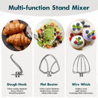 COOKLEE Stand Mixer, 9.5 Qt. 660W 10-Speed Electric Kitchen Mixer with Dishwasher-Safe Dough Hooks, Flat Beaters, Wire Whip & Pouring Shield Attachments for Most Home Cooks, Silver