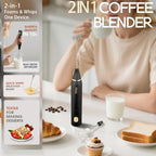 DSP Electric Whisk Rechargeable with Egg whisk milk frothing bar, 3 Speed Adjustable, Milk Frother Handheld for Latte, Cappuccino (Black)