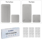 Evory Set of 4 Diatomite Soap Dishes, Kitchen & Bathroom Sponge Holders, Water Absorbing Stone Tray for Sink, Bathtub, Vanity (Light Grey)
