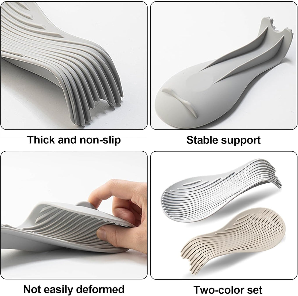 Spoon Rest, 2PCS Silicone Spoon Rest for Stove Top, spoon rest for stove top,Large Cooking Utensil Holder for Kitchen Counter, Heat-Resistant Kitchen utensil holder for Countertop