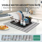 Stone Drying Mat for Kitchen Counter, Collapsible Dish Drying Mat, Fast Drying Diatomaceous Earth Dish Drying Mats, Water Absorbent Diatomite Kitchen Mat (grey, medium)