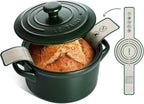 LE TAUCI 3 qt Ceramic Dutch Oven for Bread Baking with Silicone Sling- Lightweight, Non-Toxic, No Seasoning Needed- Oven, Microwave & Dishwasher Safe, Ideal for Home Bakers & Beginners, Forest Green