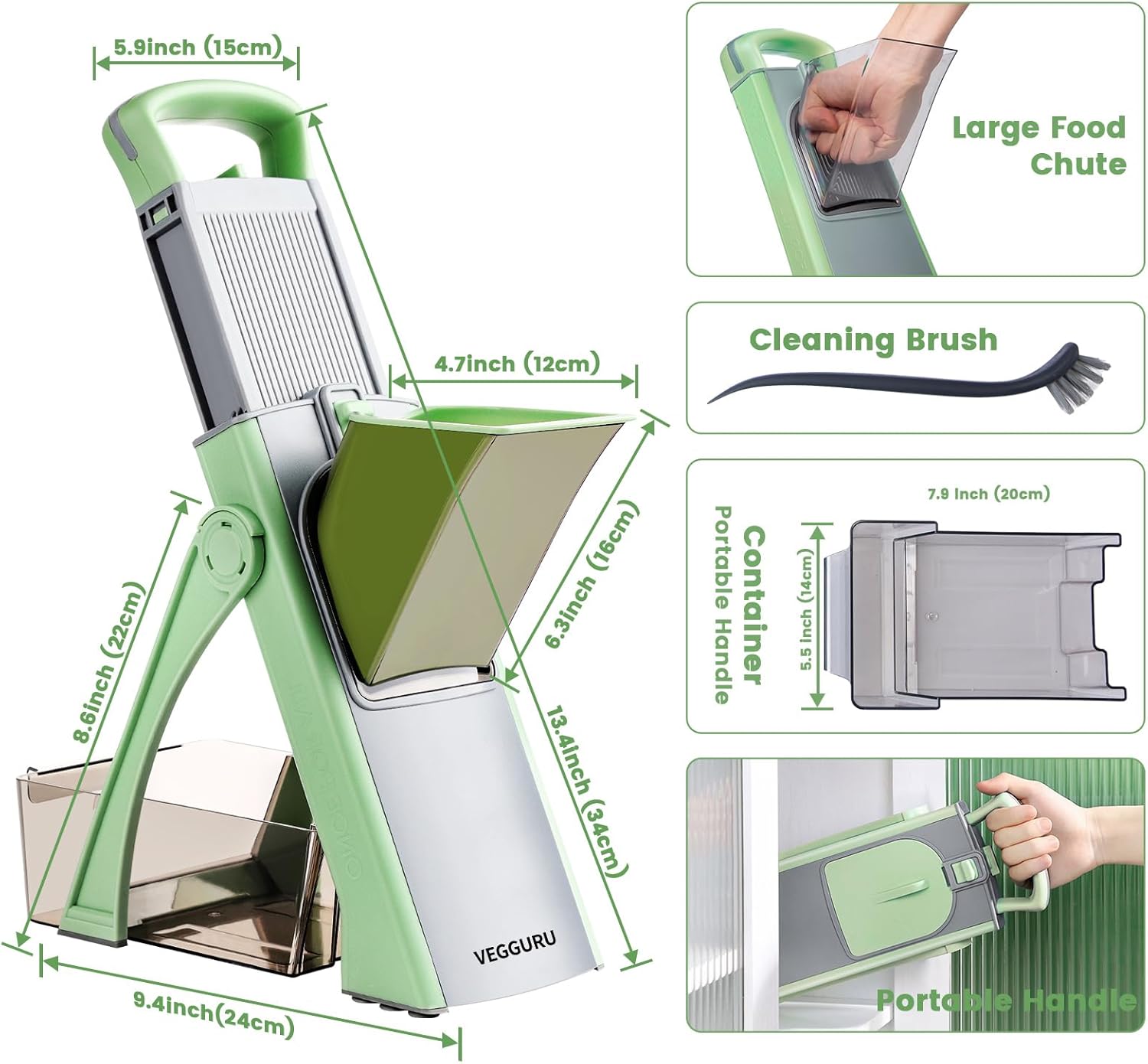 Safe Vegetable Mandoline Slicer for Kitchen, Thickness Adjustable Mandloline Food chopper, Onion Chopper Potato Julienne Slicer Tomato Food Fruit Dicer Cutter