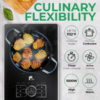 EconoHome Superconductor Portable Electric Stove - 1500W Extra Thin (0.71") & Suitable for All Types of Cookware Portable Cooktop with Touch Panel, Timer, Adjustable Heating Power, Auto-Shutdown