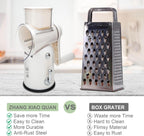 ZHANG XIAO QUAN SINCE 1628 5-in-1 Interchangeable Blades Rotary Cheese Grater Hand Crank, Cheese Shredder Mandoline Vegetable Julienne Slicer Cutter Nut Chopper with Anti-Slip Base, Blade Storage