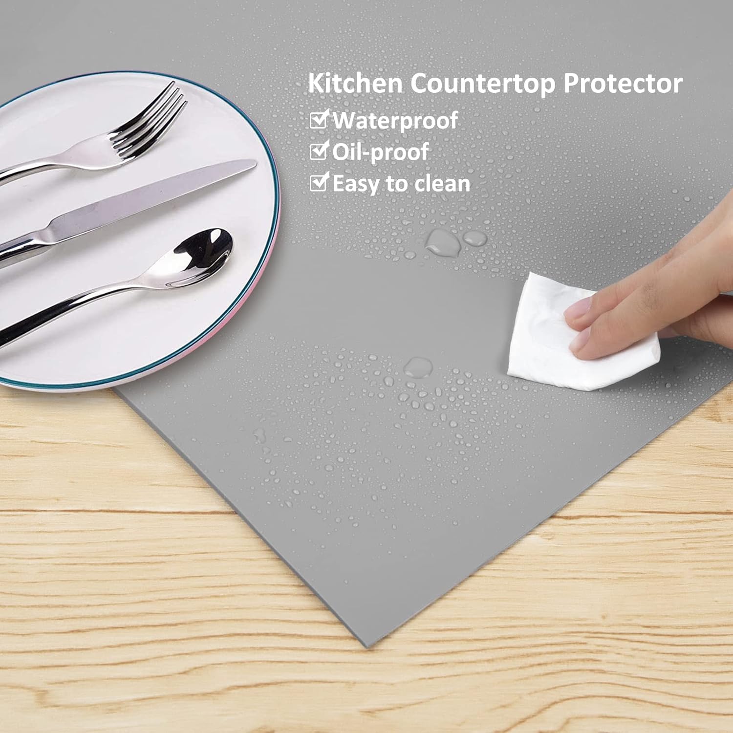 Silicone Mat Heat Resistant Mats for Countertop, Multipurpose Large Silicone Mats for Crafts Kitchen Workbench Size 36x24 inches Thick 2mm,Rolled Package,Grey
