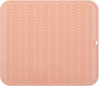 Silicone Dish Drying Mat for Multiple Usage,Easy clean,Eco-friendly,Heat-resistant Silicone Mat for Kitchen Counter or Sink,Refrigerator or Drawer Liner Pink XL 18 inches x 16 inches