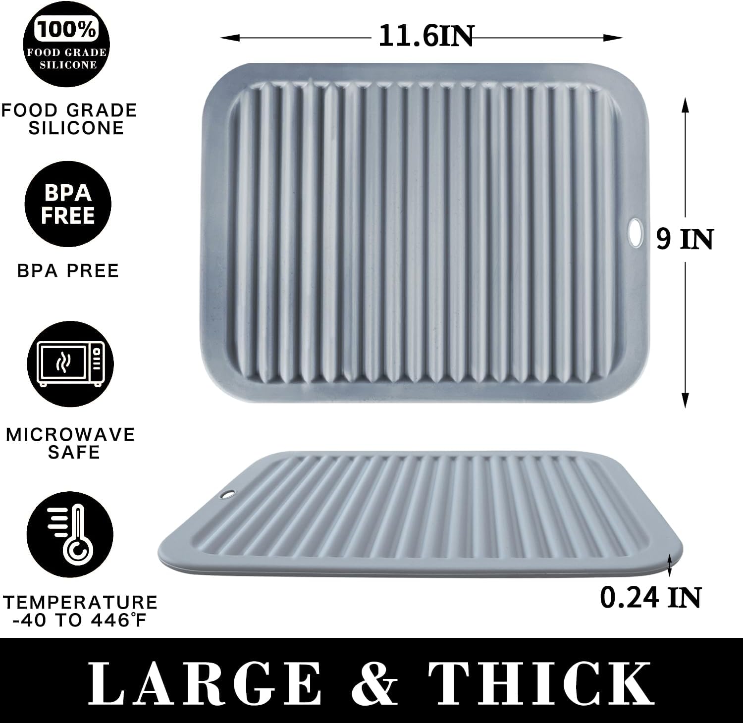 4 PCS Silicone Trivet for Hot Dishes, Hot Pads Trivets Mat for Hot Pots and Pans, Heat Resistant Silicone Hot-Mats, Pot Holders Jar Opener Tables-Mats for Countertop Drying Mat (Grey)