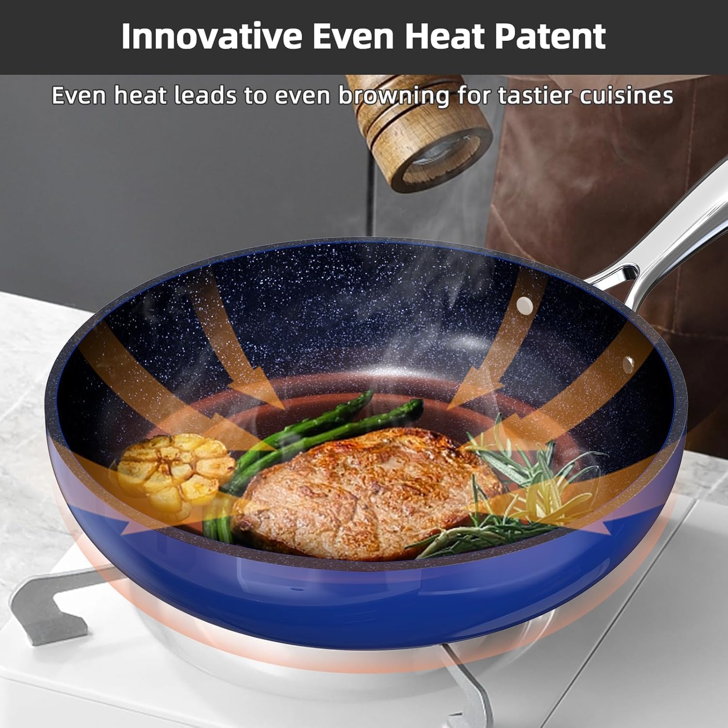 Nuwave Lux 13pc Forged Lightweight Cookware Set PFAS Free, Healthy G10 Duralon Ceramic Coating, Ultra Non-Stick, Stay-Cool Handles, Works on All Cooktops & Induction Ready