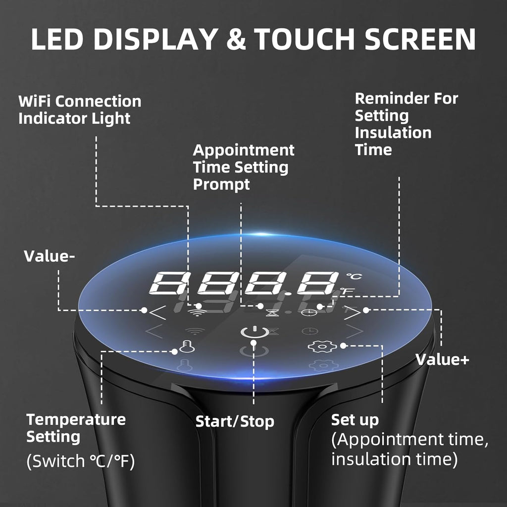 5G WIFI Sous Vide Machine|1100 Watts Sous Vide-Precision Cooker with Bag, Recipes| Thermal Immersion Circulator, Fast Heating with Accurate Temperature and Timer, LED Touch Screen/APP Control,Black