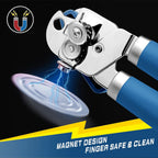 PrinChef Can Opener Manual, Can Tin Bottle Opener with Magnet - No-Trouble-Lid-Lift, Handheld Can Opener Smooth Edge with Sharp Blade, Heavy Duty and Easy to Use, for Seniors with Arthritis, Blue