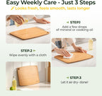 Dishwasher Safe Bamboo Cutting Boards 15.4x11.7in Heat-Resistant Chopping & Charcuterie Board with Juice Groove, Durable Lightweight Kitchen Essentials for Meat, Vegetables, Easy Clean