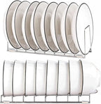 2PCS Dish Rack, Stainless Steel Small Bowl Drainer, Pot Lid Holder, Plate Organizer for Cabinet for Plates Cutting Boards, Bakeware, Cooling Racks, Pots & Pans, Chrome