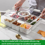 Taiuloo Divided Serving Tray with Lid & Handle, Airtight 9 Compartment Snackle Box Charcuterie Container, Fridge Organizer Bins, Food Storage Container Veggie Tray for Snack, Fruit, Candy, Nuts