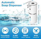 Automatic Liquid Soap Dispenser Touchless, USB Rechargeable Smart Hand Soap Dispenser, 6-Level Adjustable, 12.8oz/380mL Wall Mounted for Bathroom Kitchen Dish Soap