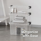 Superio Storage Bins with Lids- 4 Pack, 7.4 Qt Clear Boxes for Organizing, Stackable Plastic Containers- BPA Free, Non-Toxic, Odor Free, Organizer for Home, Office, Dorm
