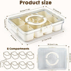Divided Serving Tray with Lid and Handle,Portable Snack Box Container Snack,Veggie Tray Charcuterie Boxes Fruit Tray Candy Organizer for Entertaining,Party,Picnic,2Pack