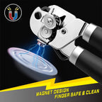 PrinChef Manual Can Openers with Magnet, No-Trouble-Lid-Lift, Handheld Can Opener Smooth Edge with Sharp Blade, Large Effort-Saving Handles, Easy Grip & Heavy Duty, Black