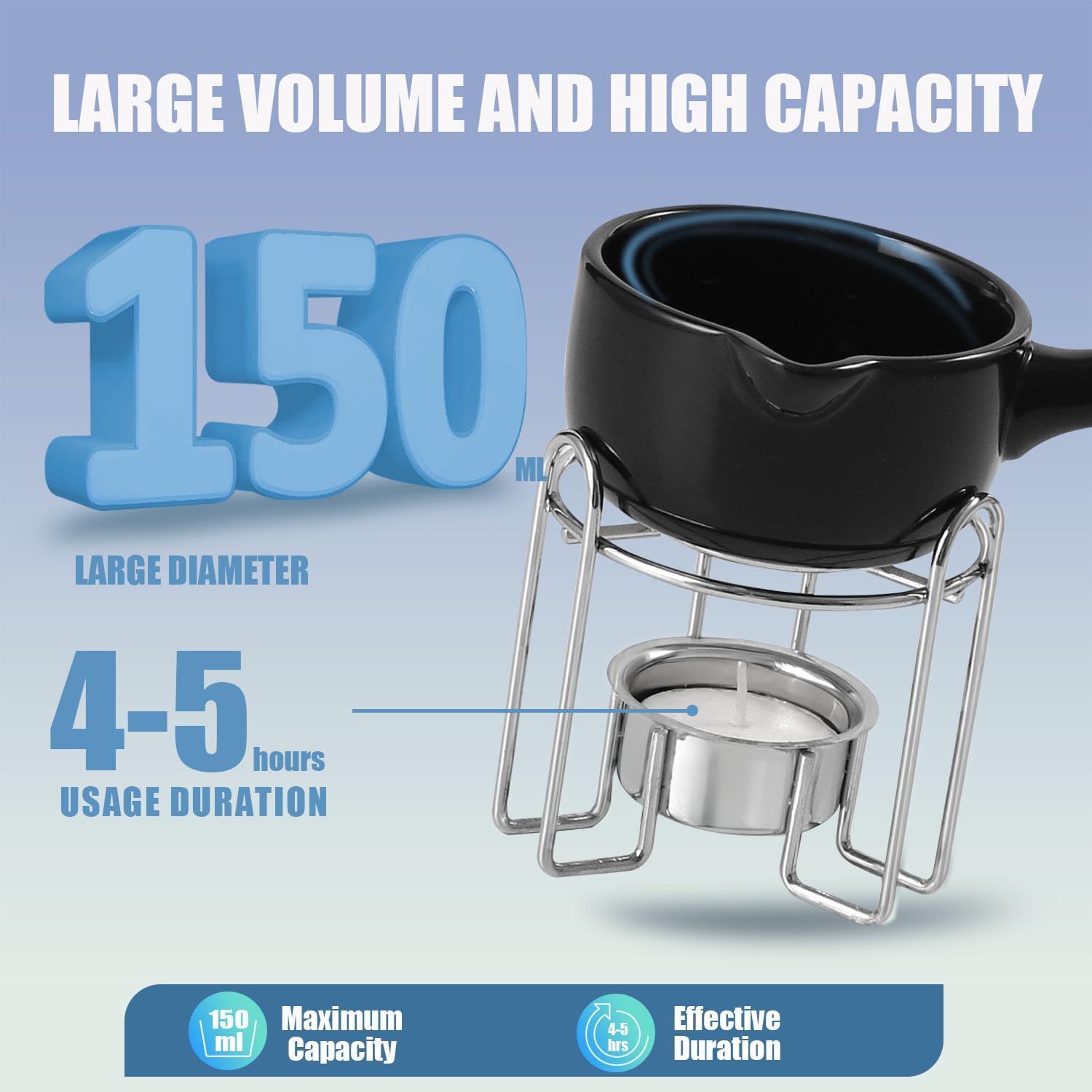 Artestia Butter Warmer for Seafood Set of 4, Ceramic Lobster Butter Warmers with 4 Pieces Tealight Candles for Melting Butter, Chocolate, with Handle, Dishwasher Safe, Black