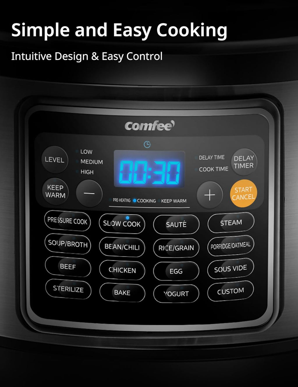 COMFEE’ 16 in 1 Electric Pressure Cooker Instant Multi Cooker Olla de Presion Non-Stick Pot Yogurt Maker Rice Cooker Sauté Steamer 8 Quarts Stainless Steel