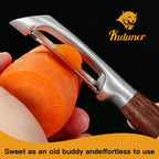 Serrated Blade Premium I Type 304 Stainless Steel Multifunctional Kitchen Peeler Real Wood Handle Ultra Sharp Blade Vegetable Potato Apple(Wenge)