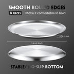 Thenshop 8 Pieces 6 Inch Pizza Pans Bulk Stainless Steel Sets Round Bakeware Pizza Trays for Oven Kitchen Baking Home Restaurant Safe Sturdy Reusable Easy Clean (Matte Silver)
