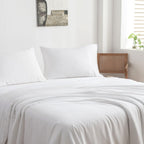 100% Viscose from Bamboo Sheets Full Size, Super Soft Bedding Set, 4PC Cooling Sheets for Hot Sleepers, Vegan Silk Moisture Wicking, Organically Grown Bedsheet, White - 54" x 75"