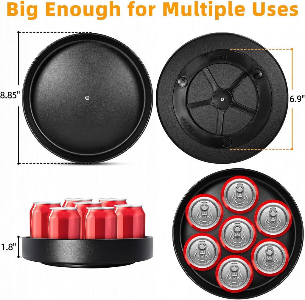 Metal Lazy Susan Organizer, 8.7 Inch Anti-Rust Turntable for Cabinet, Kitchen, Dining Table, Bathroom – Rotating Spice Rack, Spinner Storage, Round Carousel Organizer for Countertop Black