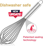 Grey Silicone Whisk, Professional Whisks For Cooking Non-Scratch, Stainless Steel & Silicone Wisk, Plastic Rubber Whisk Tool For Nonstick Cookware Pans, Silicon Wisks Set of 3