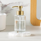 Enra Foam Soap Dispenser,12oz Thick Glass Bathroom Soap Dispenser with Stainless Steel Gold Pump for Bathroom Kitchen(Clear/Gold Poam Type)