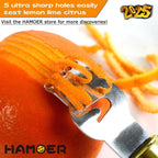 Lemon Zester Tool with Channel Knife Citrus Twist Making Tool Ergonomic Curved Handle Gold-Black