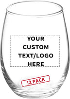 Custom Stemless Wine Glasses by ARC 5.5 oz. Set of 12, Personalized Bulk Pack - Perfect for Hotel, Bar, Restaurant or Lounge - Clear