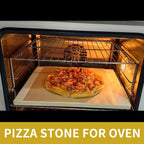 Rectangular Pizza Stone 4 Sets,12"x15"x0.59"(OAK) Pizza Stone for Oven and Grill with Bamboo Pizza Peel, Pizza Cutter and 10pcs Cooking Paper,Grill Stone Baking Stone for Bread,BBQ,Grill