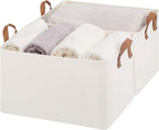 StorageWorks Storage Bins, Fabric Storage Bins for Shelves, Extra Large Storage Baskets with Metal Frame, Closet Baskets and Bins with Handles, Jumbo, Natural Color, 2-Pack