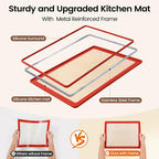 Vinino Silicone Cookie Sheets for Baking with Metal Reinforced Frame, Nonstick Silicone Baking Mat for Oven Low Edges, Half Baking Sheet Pan Dishwasher Safe BPA Free, 16.5"X12.5", Brownish Red