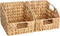 StorageWorks Pantry Baskets for Organizing, Wicker Basket with Built-in Handles, Handwoven Wicker Storage Baskets, Water Hyacinth for Shelves, 2 Pack