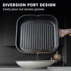 Kikcoin Nonstick Grill Pan for Indoor Cooking，9.5 Inch Versatile Griddle for Stove Tops Steak Pan with Pour Spouts