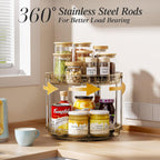 LAMU 2 Tier Lazy Susan Turntable Organizer 10.6'' Rotating Spice Rack Organization for Cabinet, Kitchen, Pantry, Countertop, Bathroom, Vanity, Medicine Cabinet Organizer, Amber