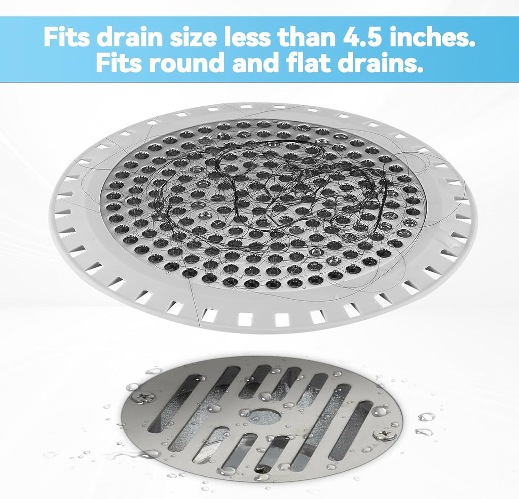 Shower Drain Hair Catcher,Aluvor Shower Drain Cover Round Bathtub Drain Strainers Weighted Metal Hair Trap Stopper Sink Protector Filter Bathroom Flat Strainer Stopper